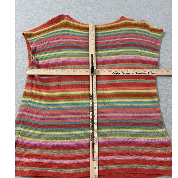 Lauren Ralph Lauren Linen Silk Blend Sweater Womens 2X Colorful Stripe Relaxed - Picture 4 of 7